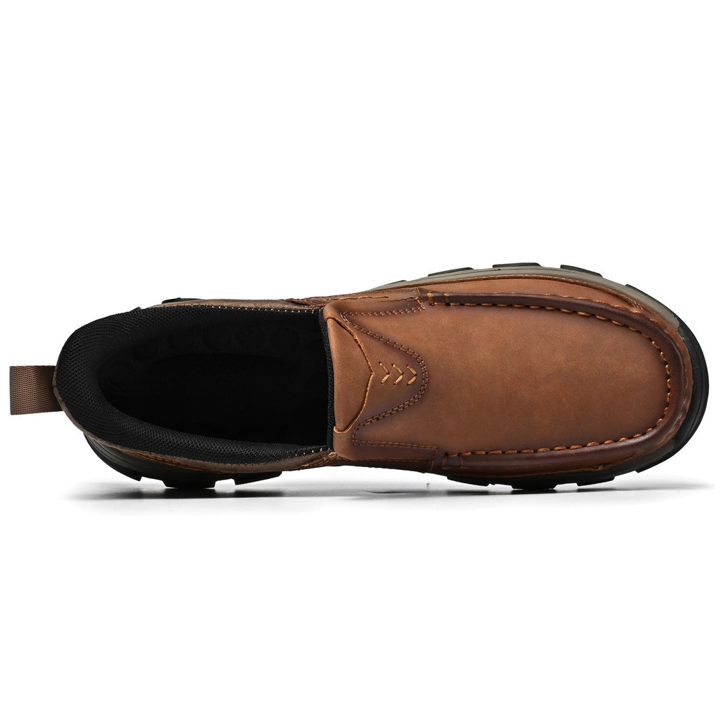 Mark® Mens Slip On Casual Outdoor Leather Walking Hiking Shoes V3688