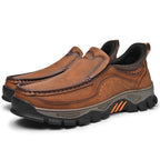 Mark® Mens Slip On Casual Outdoor Leather Walking Hiking Shoes
