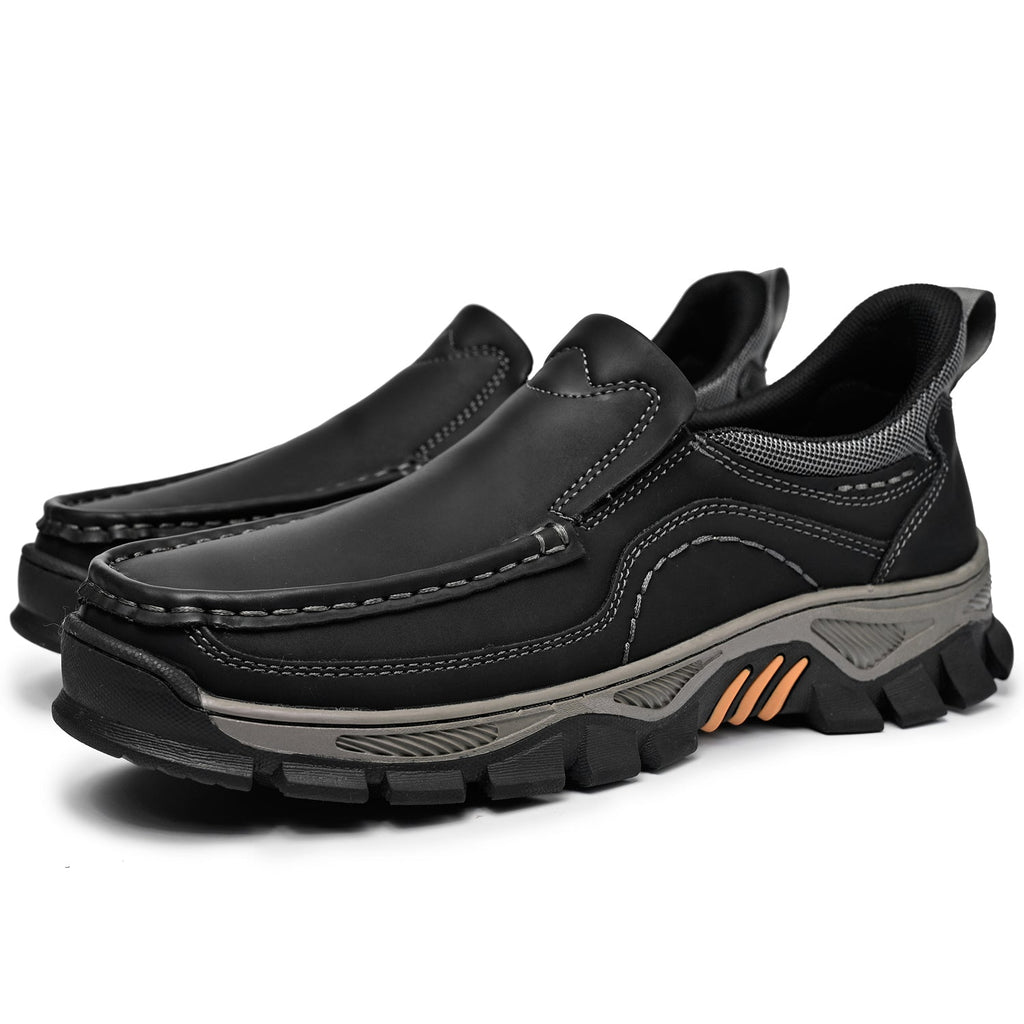 Mark® Mens Slip On Casual Outdoor Leather Walking Hiking Shoes