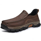 Mark® Mens Slip On Casual Outdoor Leather Walking Hiking Shoes