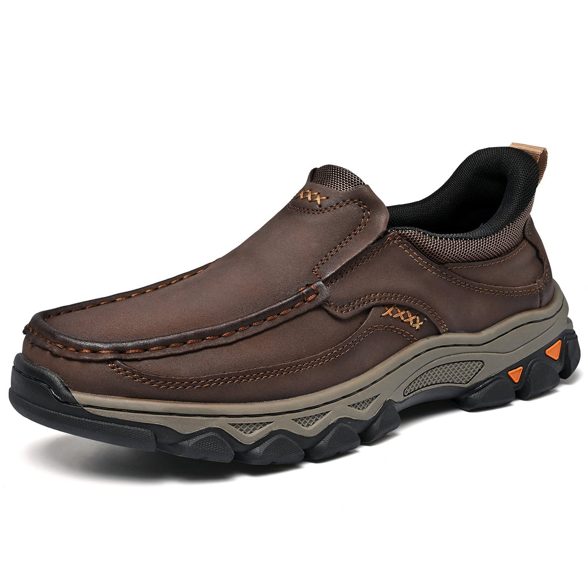 Mark® Mens Slip On Casual Outdoor Leather Walking Hiking Shoes
