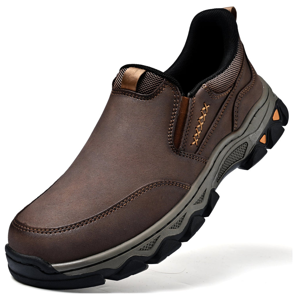 Mark® Mens Slip On Casual Outdoor Leather Walking Hiking Shoes V3686