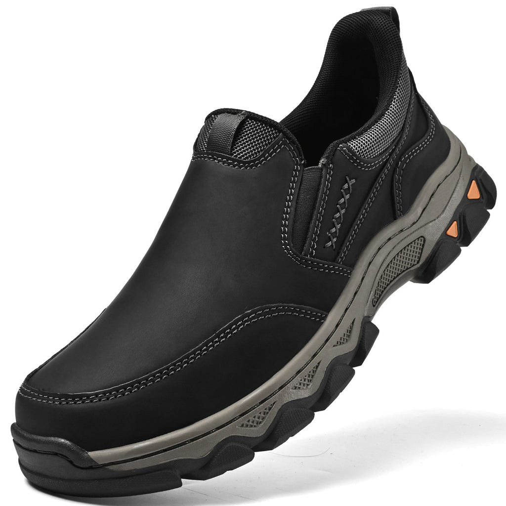 Mark® Mens Slip On Casual Outdoor Leather Walking Hiking Shoes V3686
