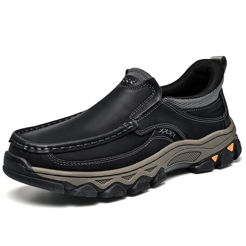 Mark® Mens Slip On Casual Outdoor Leather Walking Hiking Shoes