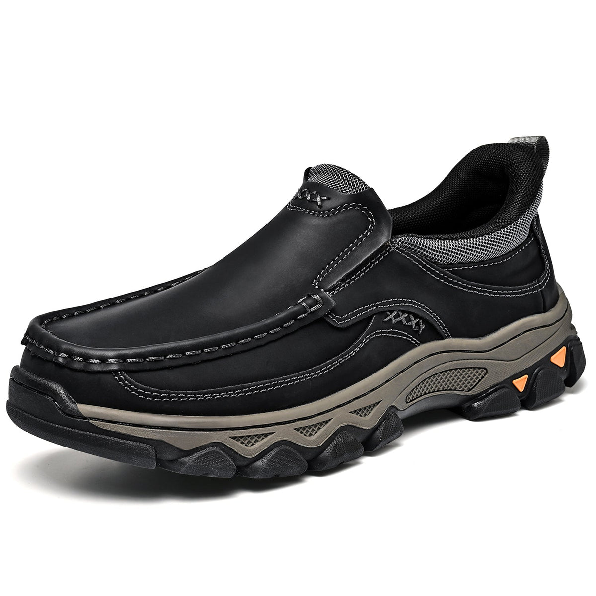 Mark® Mens Slip On Casual Outdoor Leather Walking Hiking Shoes