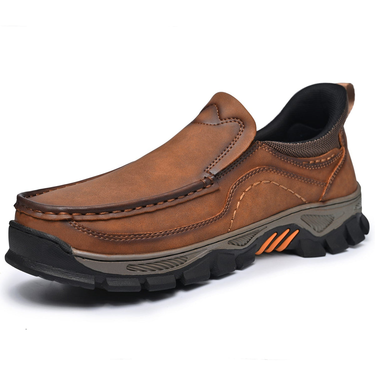 Mark® Mens Slip On Casual Outdoor Leather Walking Hiking Shoes