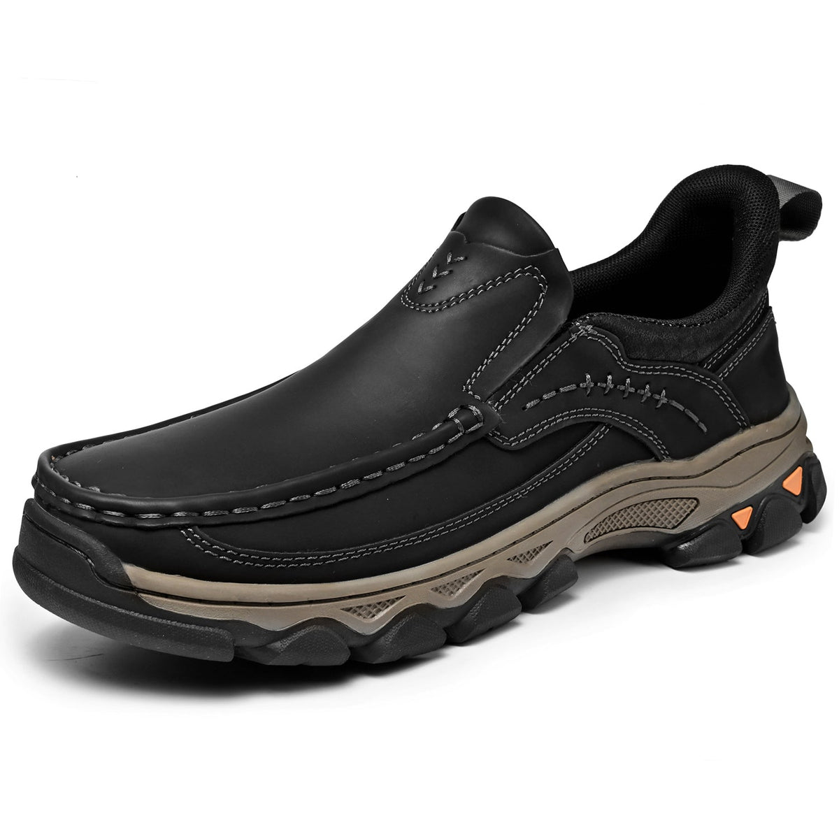 Mark® Mens Slip On Casual Outdoor Leather Walking Hiking Shoes V3688