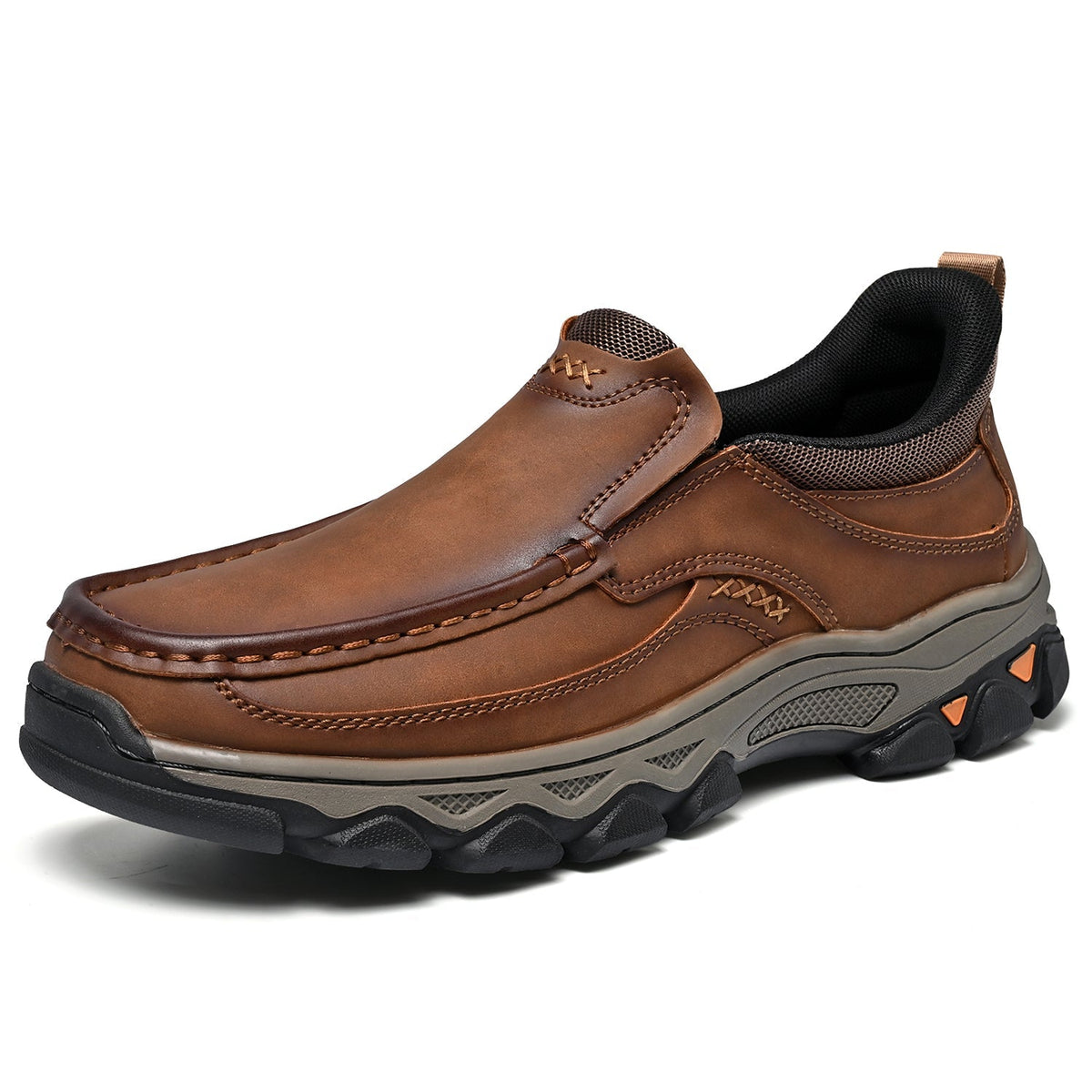 Mark® Mens Slip On Casual Outdoor Leather Walking Hiking Shoes