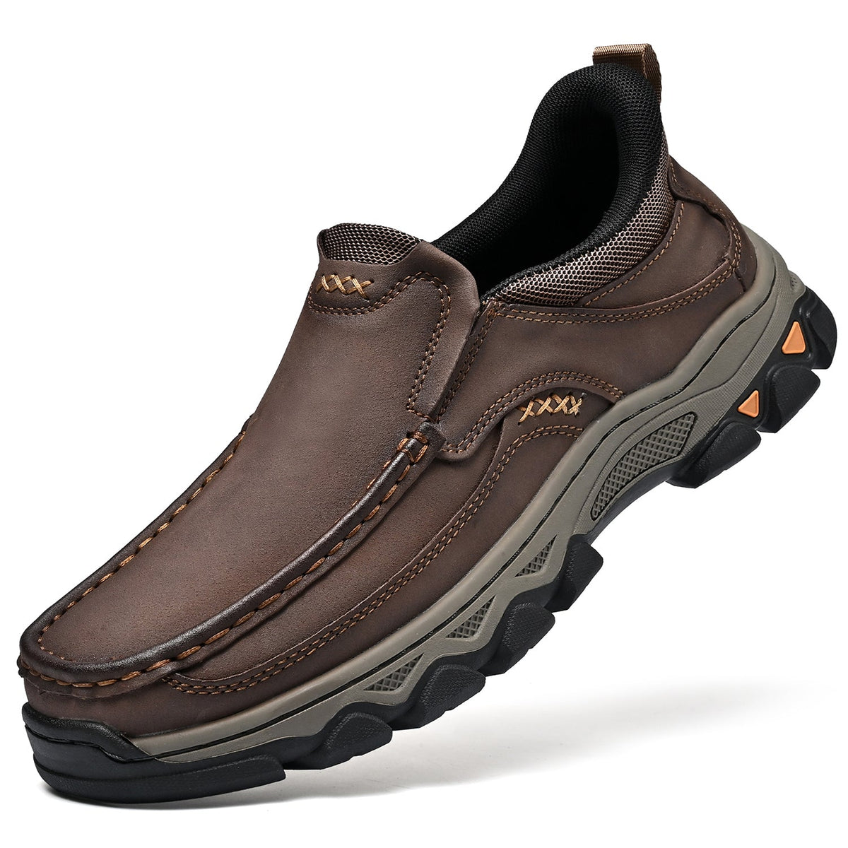 Mark® Mens Slip On Casual Outdoor Leather Walking Hiking Shoes