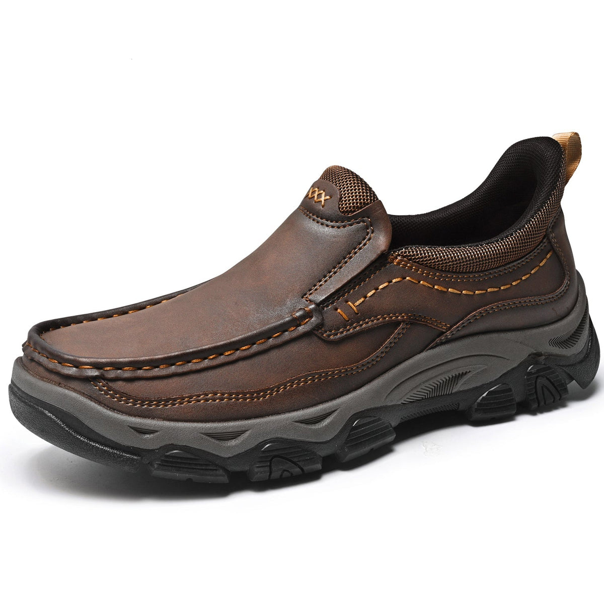 Mark® Mens Slip On Casual Outdoor Leather Walking Hiking Shoes