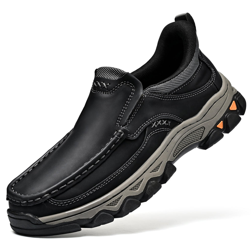 Mark® Mens Slip On Casual Outdoor Leather Walking Hiking Shoes