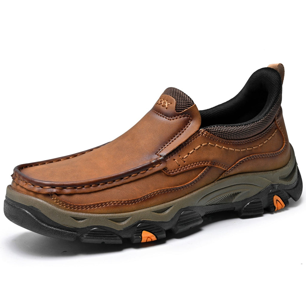 Mark® Mens Slip On Casual Outdoor Leather Walking Hiking Shoes