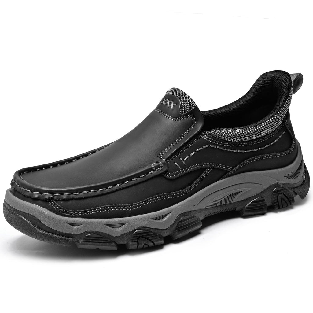Mark® Mens Slip On Casual Outdoor Leather Walking Hiking Shoes