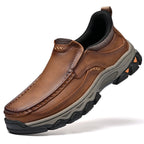 Mark® Mens Slip On Casual Outdoor Leather Walking Hiking Shoes