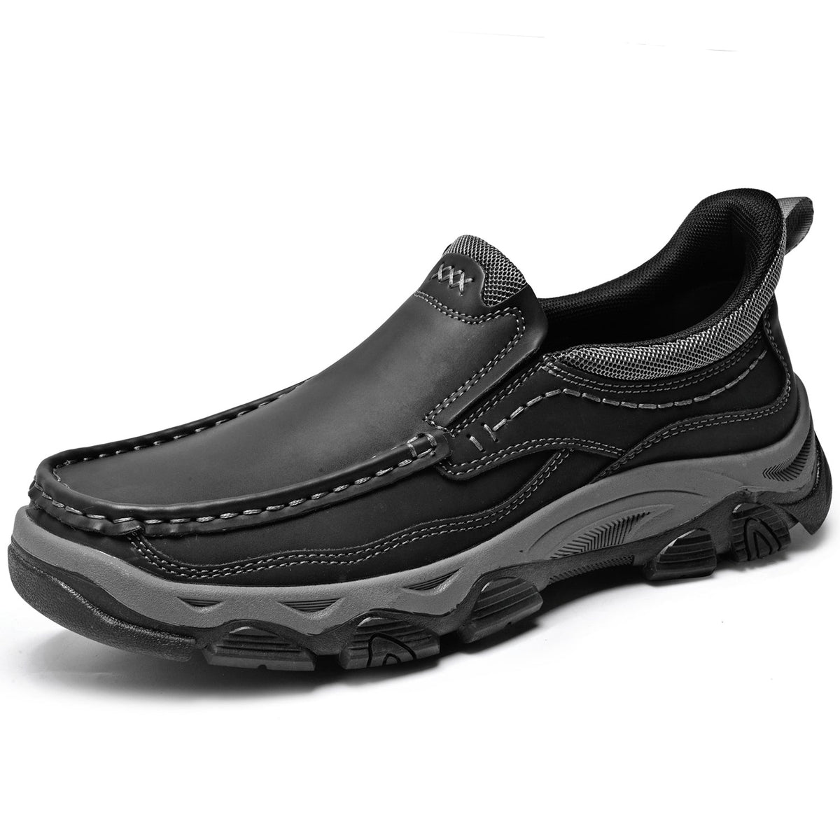Mark® Mens Slip On Casual Outdoor Leather Walking Hiking Shoes