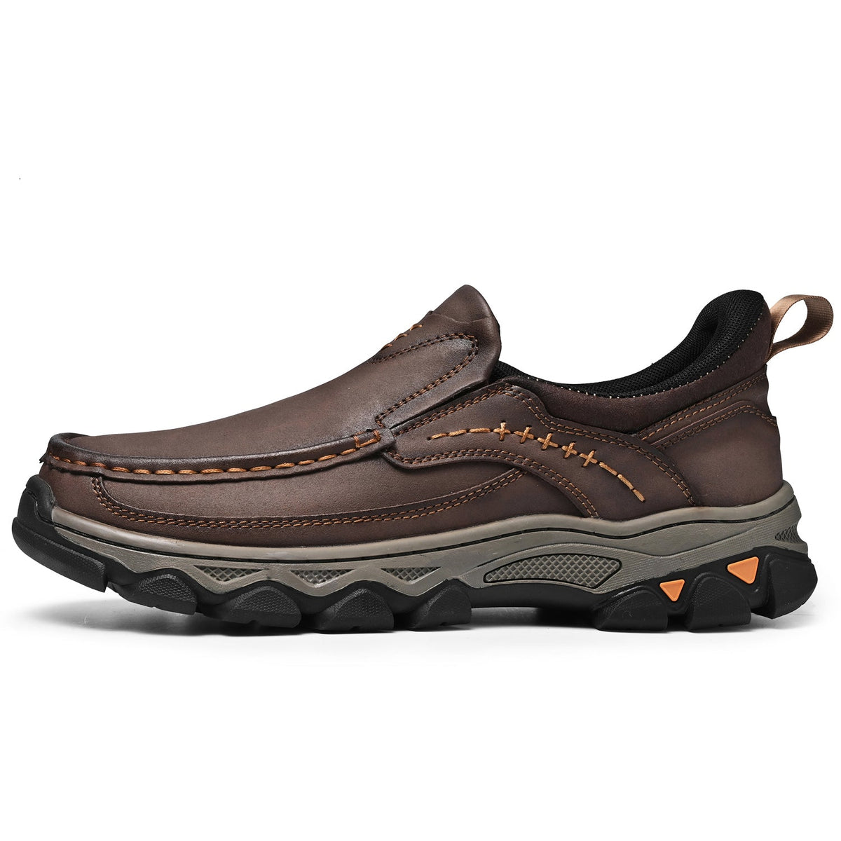 Mark® Mens Slip On Casual Outdoor Leather Walking Hiking Shoes V3688