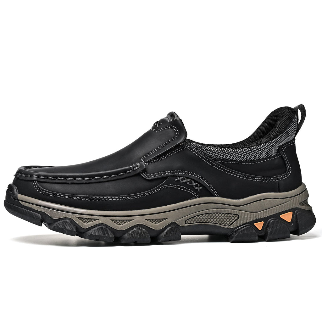 Mark® Mens Slip On Casual Outdoor Leather Walking Hiking Shoes