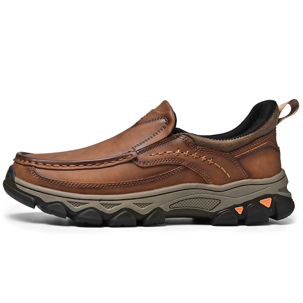 Mark® Mens Slip On Casual Outdoor Leather Walking Hiking Shoes V3688