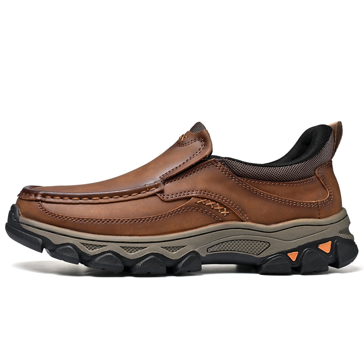 Mark® Mens Slip On Casual Outdoor Leather Walking Hiking Shoes