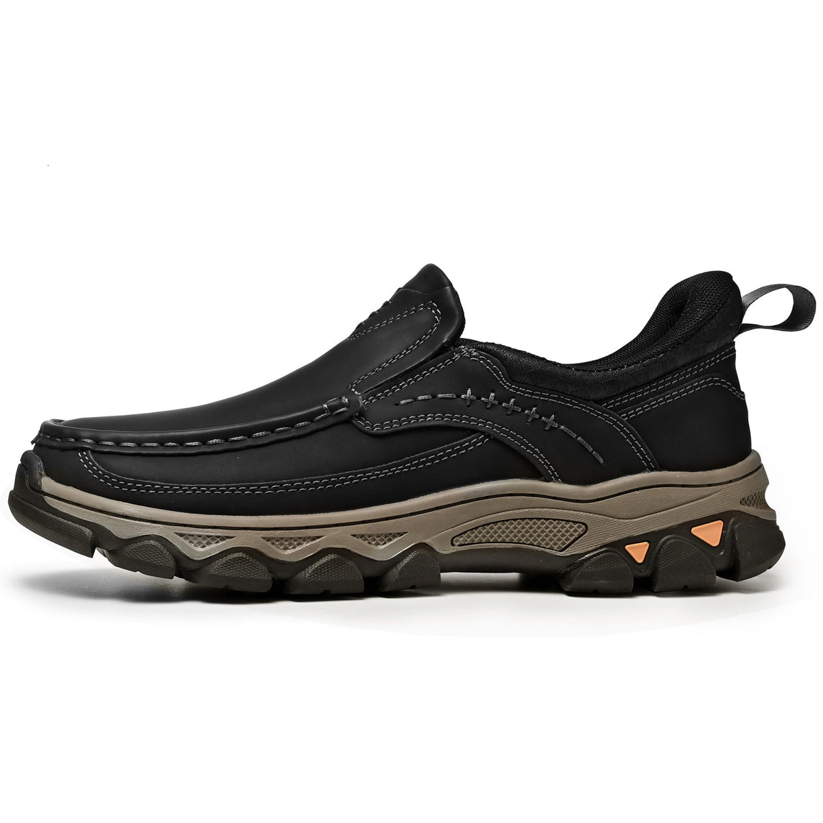 Mark® Mens Slip On Casual Outdoor Leather Walking Hiking Shoes V3688