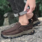 Mark® Mens Slip On Casual Outdoor Leather Walking Hiking Shoes
