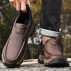 Mark® Mens Slip On Casual Outdoor Leather Walking Hiking Shoes V3688
