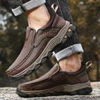 Mark® Mens Slip On Casual Outdoor Leather Walking Hiking Shoes V3688