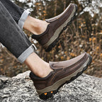 Mark® Mens Slip On Casual Outdoor Leather Walking Hiking Shoes V3688