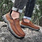 Mark® Mens Slip On Casual Outdoor Leather Walking Hiking Shoes