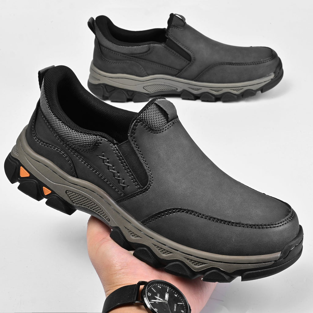 Mark® Mens Slip On Casual Outdoor Leather Walking Hiking Shoes V3686
