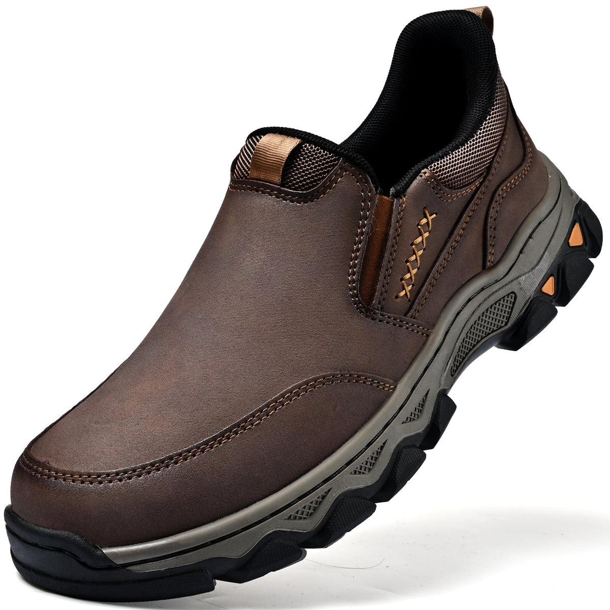 Mark® Mens Slip On Casual Outdoor Leather Walking Hiking Shoes V3686