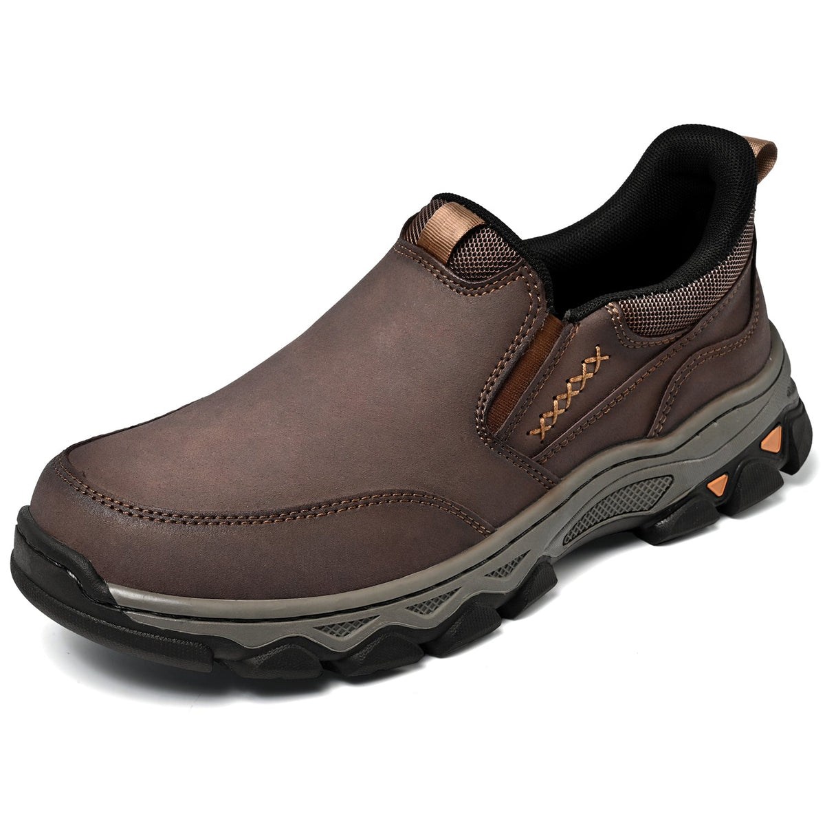 Mark® Mens Slip On Casual Outdoor Leather Walking Hiking Shoes V3686