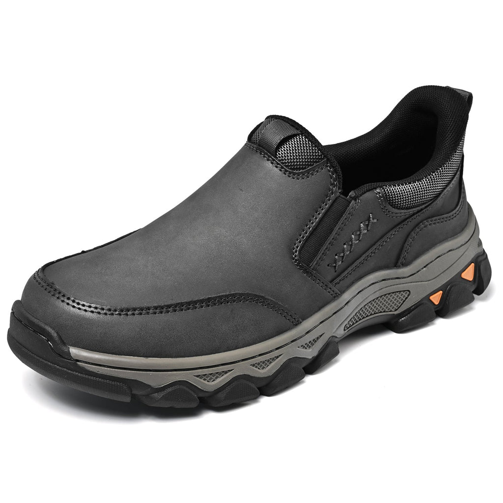Mark® Mens Slip On Casual Outdoor Leather Walking Hiking Shoes V3686