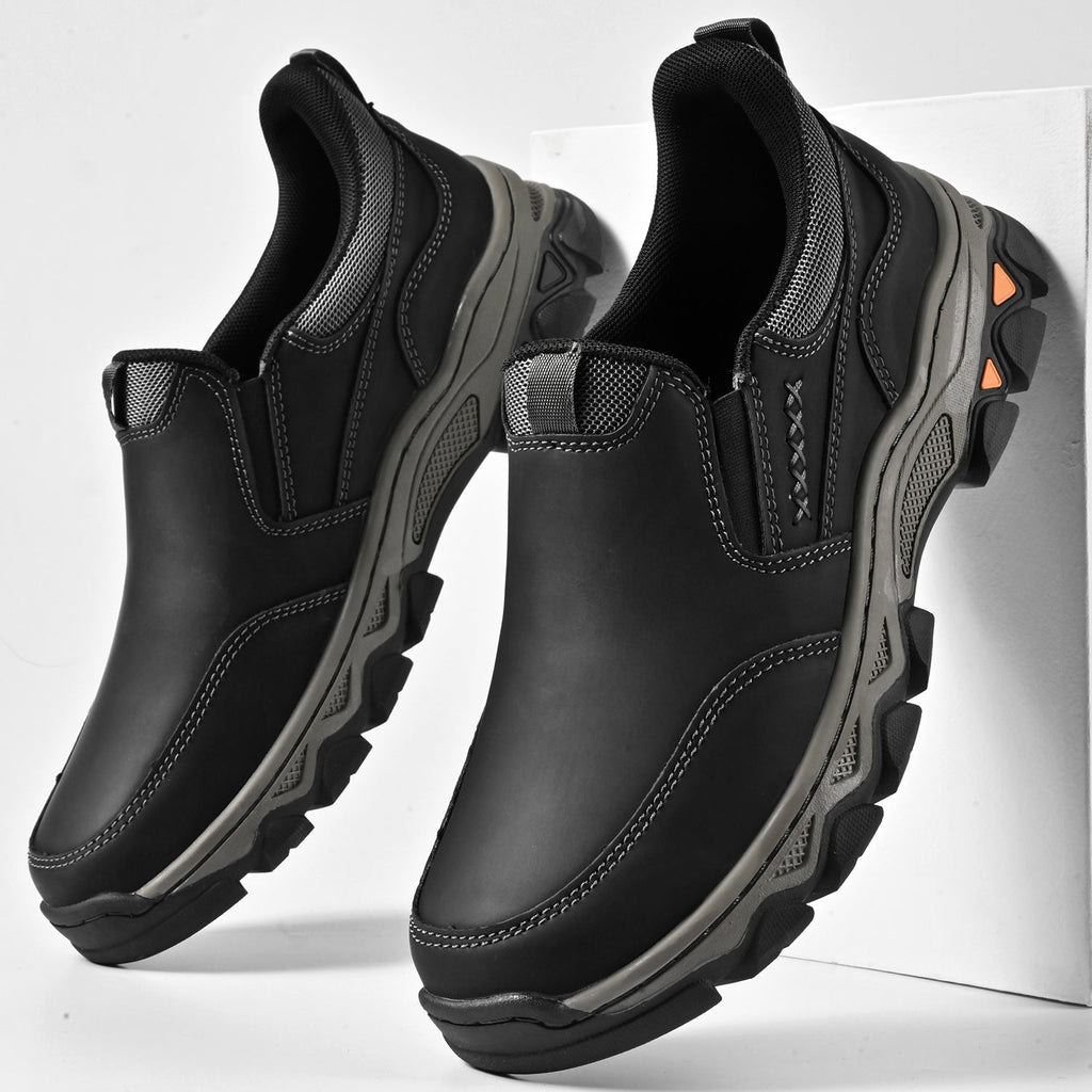 Mark® Mens Slip On Casual Outdoor Leather Walking Hiking Shoes V3686