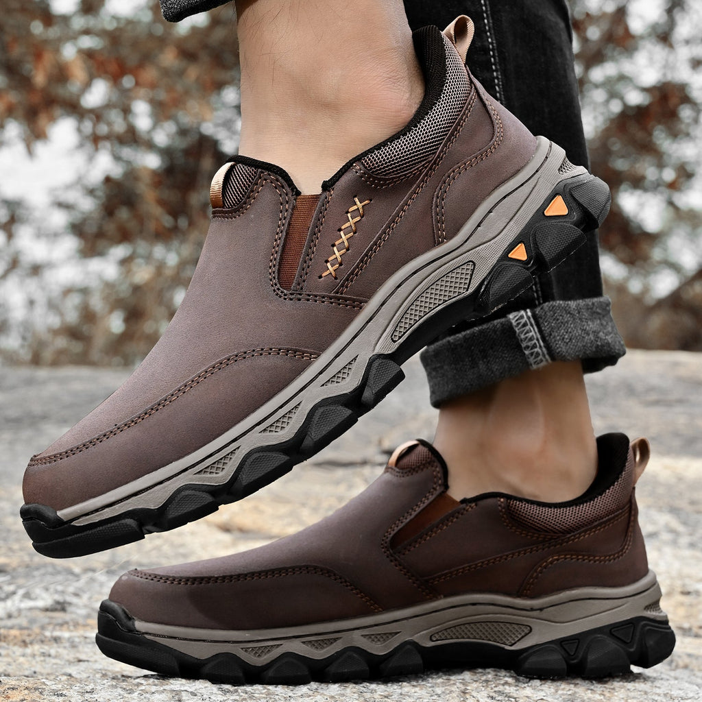 Mark® Mens Slip On Casual Outdoor Leather Walking Hiking Shoes V3686