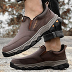 Mark® Mens Slip On Casual Outdoor Leather Walking Hiking Shoes V3686
