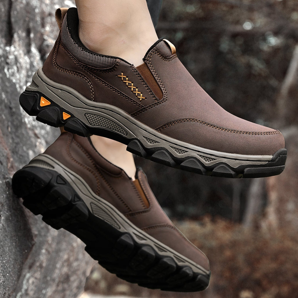 Mark® Mens Slip On Casual Outdoor Leather Walking Hiking Shoes V3686