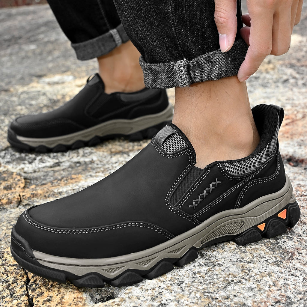 Mark® Mens Slip On Casual Outdoor Leather Walking Hiking Shoes V3686