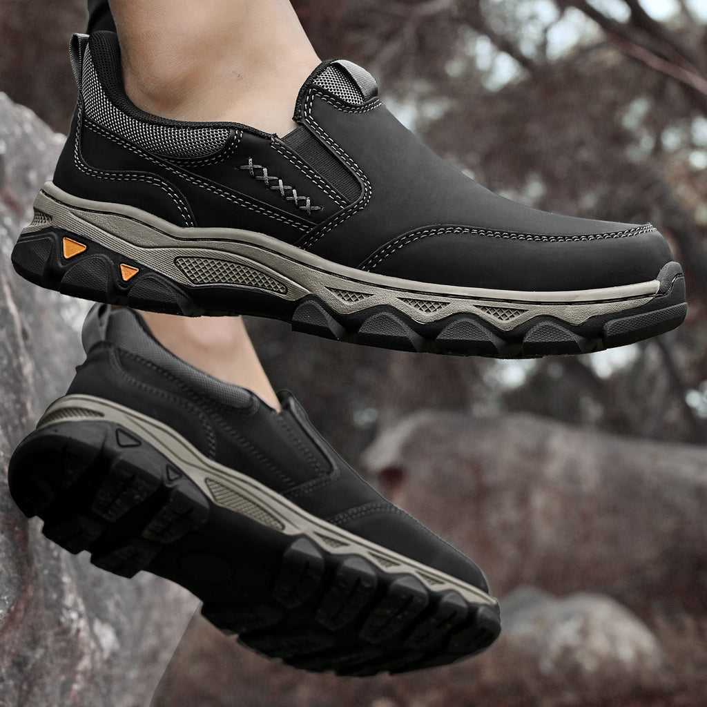 Mark® Mens Slip On Casual Outdoor Leather Walking Hiking Shoes V3686