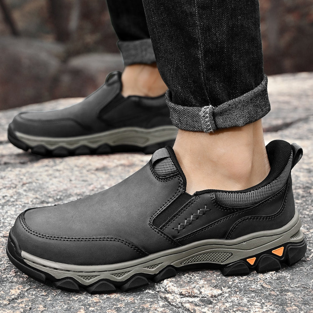 Mark® Mens Slip On Casual Outdoor Leather Walking Hiking Shoes V3686