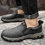Mark® Mens Slip On Casual Outdoor Leather Walking Hiking Shoes V3686