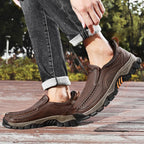 Mark® Mens Slip On Casual Outdoor Leather Walking Hiking Shoes