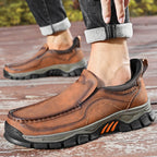 Mark® Mens Slip On Casual Outdoor Leather Walking Hiking Shoes