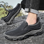 Mark® Mens Slip On Casual Outdoor Leather Walking Hiking Shoes