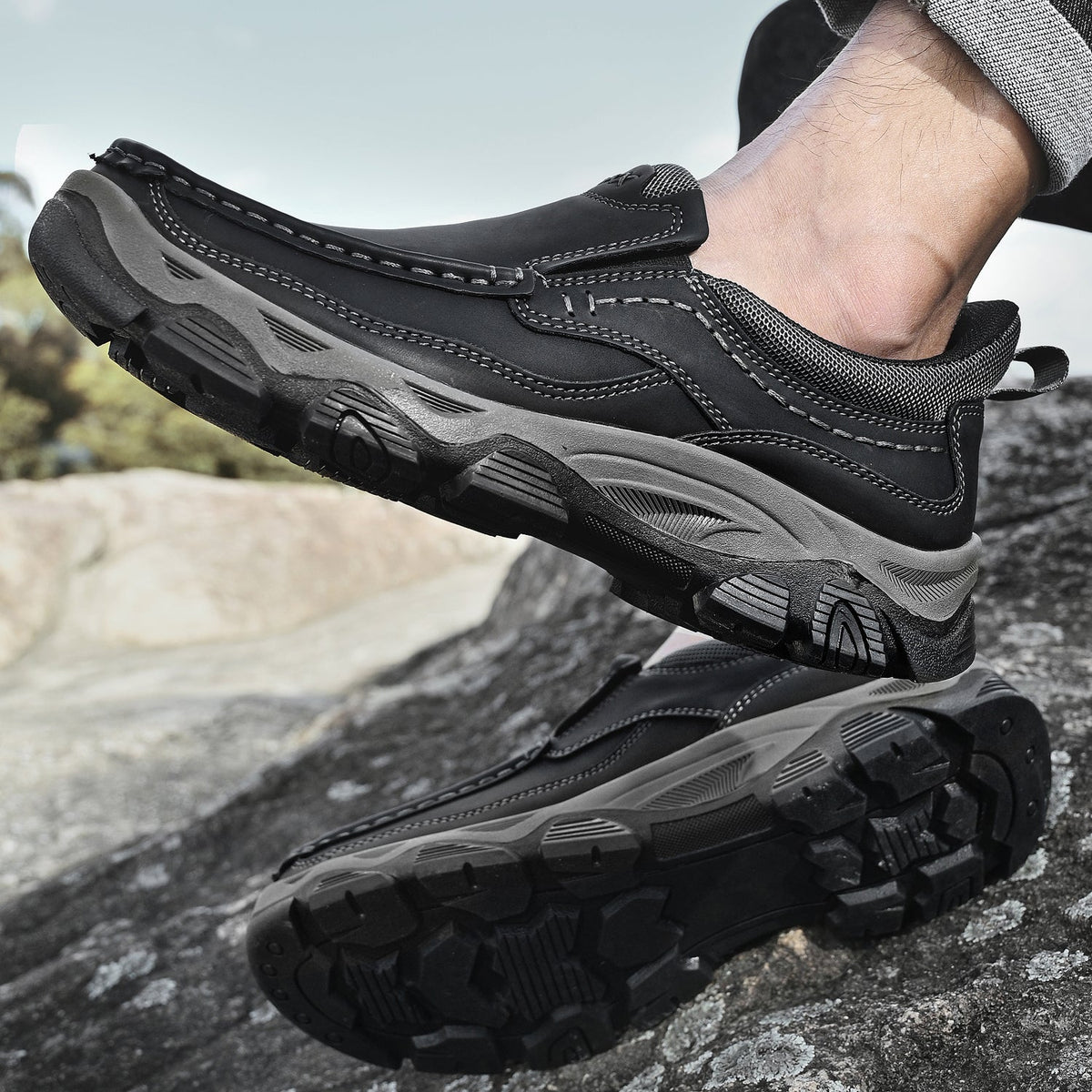 Mark® Mens Slip On Casual Outdoor Leather Walking Hiking Shoes