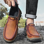 Mark® Mens Slip On Casual Outdoor Leather Walking Hiking Shoes