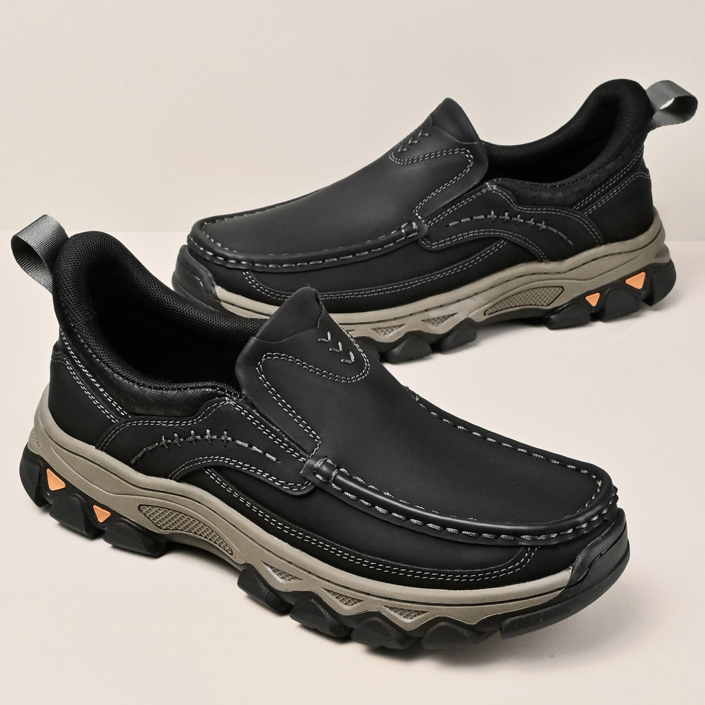 Mark® Mens Slip On Casual Outdoor Leather Walking Hiking Shoes V3688