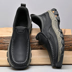 Mark® Mens Slip On Casual Outdoor Leather Walking Hiking Shoes