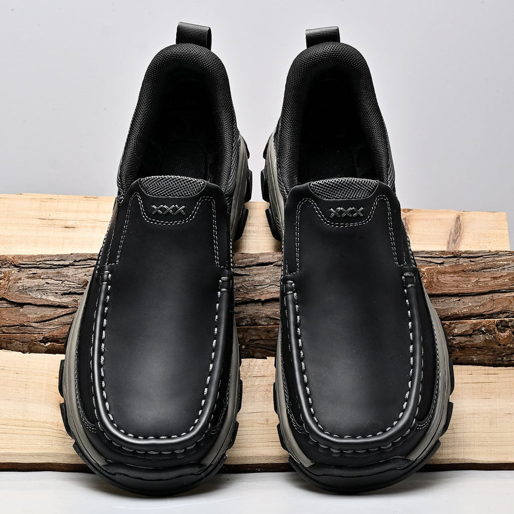 Mark® Mens Slip On Casual Outdoor Leather Walking Hiking Shoes