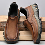 Mark® Mens Slip On Casual Outdoor Leather Walking Hiking Shoes